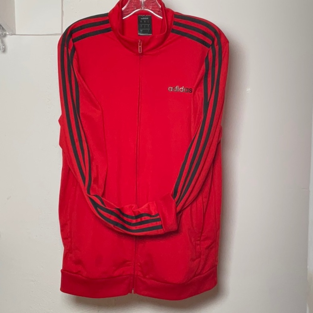 Adidas Men's Essentials 3-Stripes Tricot Track Jacket EB3991 (Red/Black) Size M